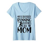 Mujer Mis Amigos Favoritos para Correr me Llaman mamá Camiseta Cuello V