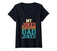 Mujer Mis bromas Son Oficialmente Chistes de papá, el Primer Día del Padre, Divertido Camiseta Cuello V