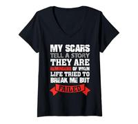 Mujer Mis Cicatrices cuentan una Historia Batalla Cicatrices Camiseta Cuello V