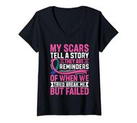 Mujer Mis Cicatrices cuentan una Historia Que recuerdan Cuando probamos BR Camiseta Cuello V