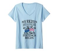 Mujer Mis derechos no terminan donde comienzan tus sentimientos - Bandera de Gadsden Camiseta Cuello V