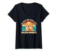 Mujer Mis días están llenos de momentos dorados, perro Golden Retriever Camiseta Cuello V