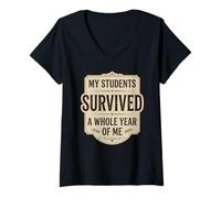 Mujer Mis Estudiantes sobrevivieron a un año Entero de mi Profesor Vintage Camiseta Cuello V