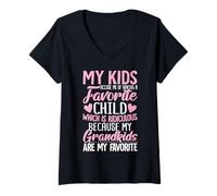 Mujer Mis Hijos me acusan de Tener un Hijo Favorito Nietos Divertido Camiseta Cuello V