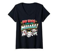 Mujer Mis Hijos me Llaman mah, Divertido mamá Granja Diciendo Broma Amante de la Cabra Camiseta Cuello V