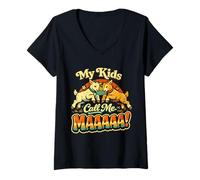 Mujer Mis Hijos me Llaman mah, Divertido mamá Granja Diciendo Broma Amante de la Cabra Camiseta Cuello V
