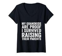 Mujer Mis nietos son la prueba de que sobreviví criando a sus padres Camiseta Cuello V