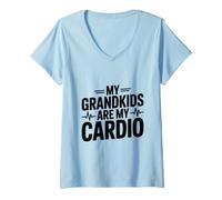 Mujer Mis Nietos Son mi Cardio Divertido para los Abuelos Camiseta Cuello V