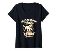 Mujer Mis Paseos de Labrador Son mis sesiones de Cardio, Divertido Labrador Camiseta Cuello V