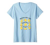 Mujer Mis patos ni siquiera saben lo que es una fila, lindo patito caótico Camiseta Cuello V