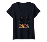 Mujer Mis Personas favoritas me Llaman Papa Retro Groovy Grandfather Camiseta Cuello V