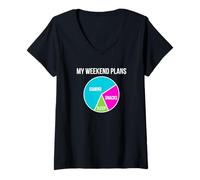 Mujer Mis Planes de Fin de Semana Gaming Snacks Sleep Video Game Player Camiseta Cuello V