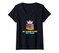Mujer Mis Planes de lecciones Son Maestra de Escuela Sigma Camiseta Cuello V