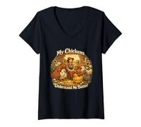 Mujer Mis Pollos me Entienden Mejor Funny Farm & Chicken Amante Camiseta Cuello V