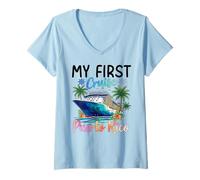 Mujer Mis primeras Vacaciones en Crucero en Puerto Rico Camiseta Cuello V