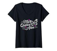 Mujer MIS QUINCE ANOS | Quinceañera XV Camiseta Cuello V