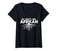 Mujer Mis raíces Son africanas Camiseta Cuello V