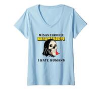 Mujer Misántropo misantrópico - Odio a los Humanos (gráfico) Camiseta Cuello V