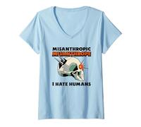 Mujer Misántropo misantrópico - Odio a los Humanos (gráfico) Camiseta Cuello V