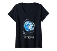 Mujer Misión a la Luna 2026 Astronauta Artemis Rocket Artemis 2 Camiseta Cuello V
