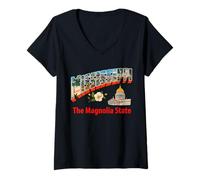 Mujer Misisipi: El Recuerdo del Estado de Magnolia Camiseta Cuello V