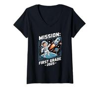 Mujer Mission 1st Grade Astronaut School Start Back To School Camiseta Cuello V