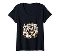 Mujer Mississippi Heritage Southern Soul Raíces culturales Camiseta Cuello V