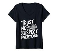 Mujer Misterio De Asesinato Cena Outfit Fiesta Detective Misterio Camiseta Cuello V