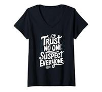Mujer Misterio De Asesinato Cena Outfit Fiesta Detective Misterio Camiseta Cuello V