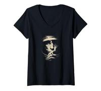 Mujer Misteriosa Cara Silenciosa Shhh Arte Abstracto Minimalista Camiseta Cuello V