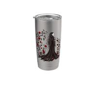 Mujer mística con rosas - Gótico Vaso térmico de acero inoxidable de doble pared
