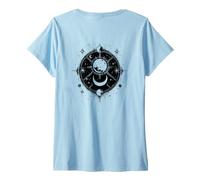 Mujer Mística Luna, Astrología Tshirt Motivo, Espacio Sol Tierra Camiseta Cuello V