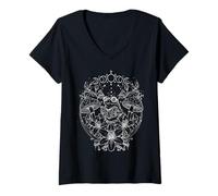 Mujer Místico Ratón de Biblioteca Rana botánica Witchy Cottagecore Camiseta Cuello V