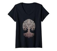 Mujer Mito nórdico Yggdrasil Árbol de la Vida Vikingo Camiseta Cuello V