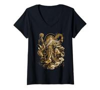Mujer Mitología del dragón Chino del Emperador Amarillo Huangdi Camiseta Cuello V