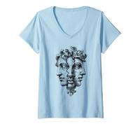 Mujer Mitología Griega Tres Rostros Arte Clásico Camiseta Cuello V