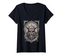 Mujer Mitología nórdica del Guerrero Vikingo Vegvísir Camiseta Cuello V