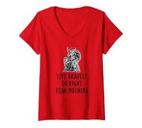 Mujer Mitología nórdica - Dios nórdico Odin - No temer Nada - Medieval Camiseta Cuello V