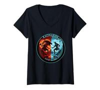 Mujer Mitología nórdica Fenrir Thor Loki Ragnarok Destino de los Dioses Camiseta Cuello V