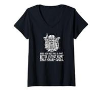 Mujer Mitología nórdica Medieval Dios nórdico Odin Proverbio Vikingo Camiseta Cuello V