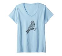 Mujer Mitología nórdica Nudo Celta Vikingo Cuervo Runa Arte Camiseta Cuello V