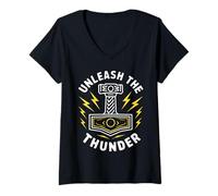 Mujer Mitología nórdica Viking Celta Martillo de Thor Mjolnir Valhalla Camiseta Cuello V