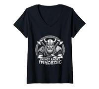 Mujer Mitología Vikinga Cultura I'm Not Angry I'm Nordic Camiseta Cuello V