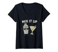 Mujer Mix It Up - Vaso de Martini y coctelera para cóctel Camiseta Cuello V