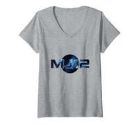 Mujer MJ12 UFO Sci-Fi Graphic, diseño Retro de Nave Espacial alienígena Camiseta Cuello V
