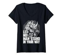 Mujer MMA Fighter Rhino Let No Man Stand Rinoceronte Artes Marciales Camiseta Cuello V