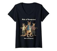 Mujer Mob de Canguros Banda Callejera Animal Gracioso Camiseta Cuello V