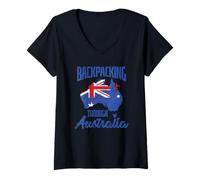 Mujer Mochileros por Australia Sydney Camiseta Cuello V