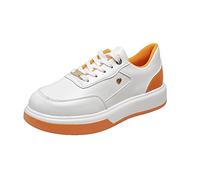Mujer Moda Color Bloqueo de Encaje Cómodo Casual Zapatos Deportivos con Suela Gruesa Perfil Zapatos Mujer, naranja, 38 EU