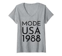 Mujer Moda USA 1988 Tour masivo Camiseta Cuello V
